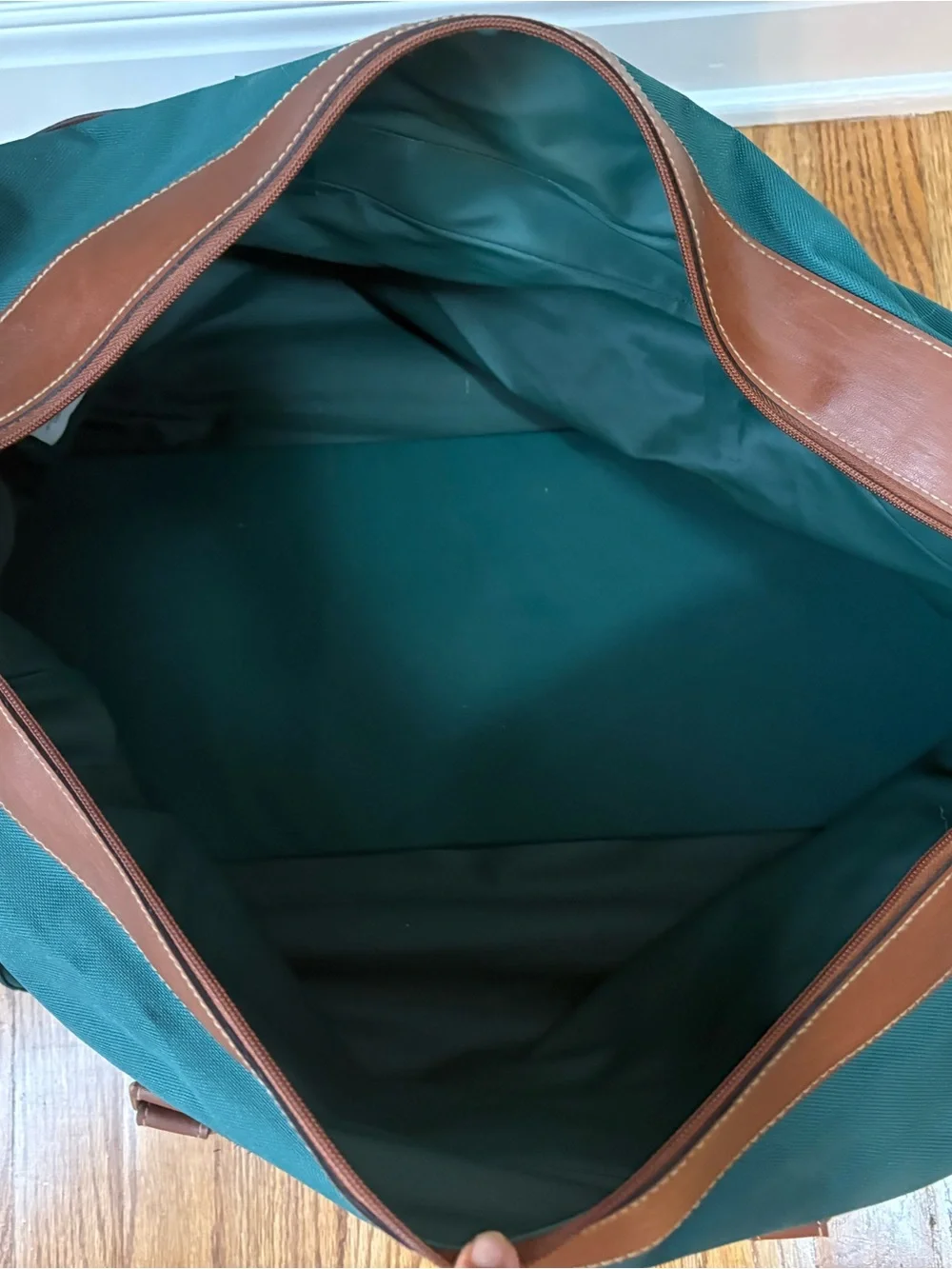 Polo by Ralph Lauren Teal Canvas Travel Duffel with Brown Leather Trim